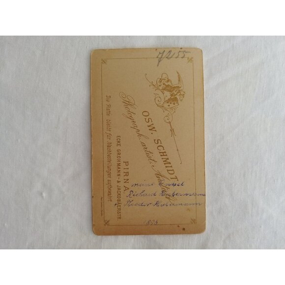 Antique CDV twin brothers, 1893 german photo Osw. Schmidt in Pirna, vintage - Picture 5 of 5